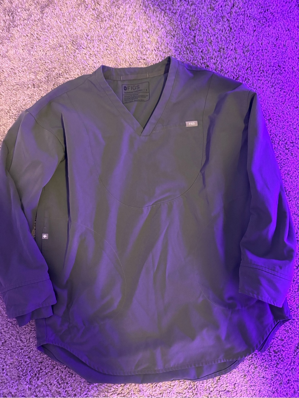 FIGS Olive Green V-neck Scrub Top